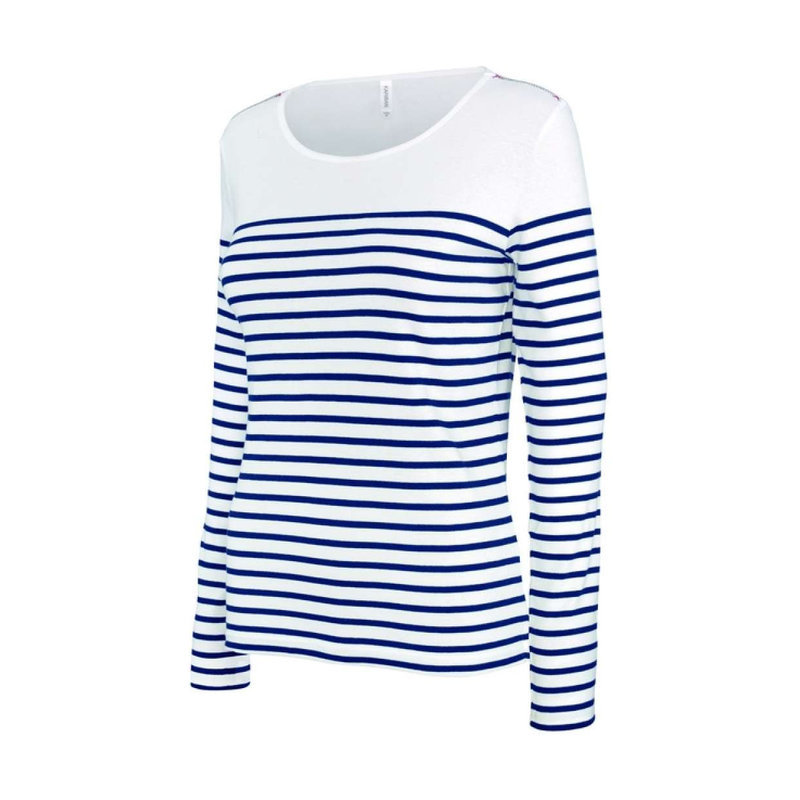 KA386 LADIES’ LONG-SLEEVED BRETON STRIPE TOP