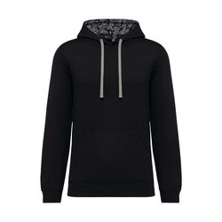 KA4013 UNISEX CONTRAST PATTERNED HOODED SWEATSHIRT