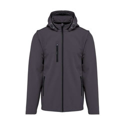 KA422 UNISEX 3-LAYER SOFTSHELL HOODED JACKET WITH REMOVABLE SLEEVES