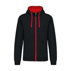 KA466 MEN'S CONTRAST HOODED FULL ZIP SWEATSHIRT