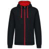 KA466 MEN'S CONTRAST HOODED FULL ZIP SWEATSHIRT