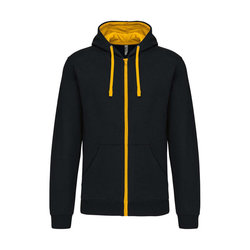 KA466 MEN'S CONTRAST HOODED FULL ZIP SWEATSHIRT