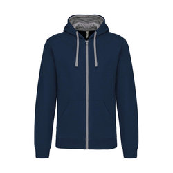 KA466 MEN'S CONTRAST HOODED FULL ZIP SWEATSHIRT