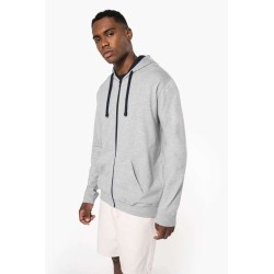KA466 MEN'S CONTRAST HOODED FULL ZIP SWEATSHIRT
