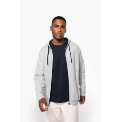 KA466 MEN'S CONTRAST HOODED FULL ZIP SWEATSHIRT