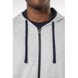 KA466 MEN'S CONTRAST HOODED FULL ZIP SWEATSHIRT
