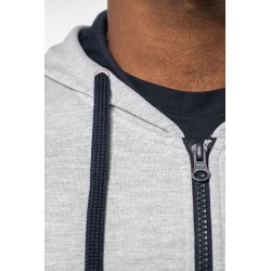 KA466 MEN'S CONTRAST HOODED FULL ZIP SWEATSHIRT