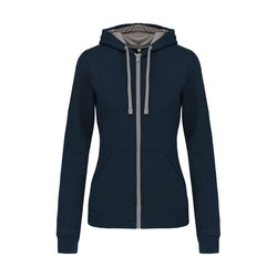 KA467 LADIES’ CONTRAST HOODED FULL ZIP SWEATSHIRT