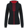 KA467 LADIES’ CONTRAST HOODED FULL ZIP SWEATSHIRT