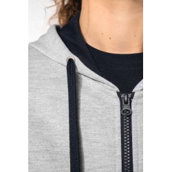 KA467 LADIES’ CONTRAST HOODED FULL ZIP SWEATSHIRT