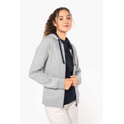 KA467 LADIES’ CONTRAST HOODED FULL ZIP SWEATSHIRT