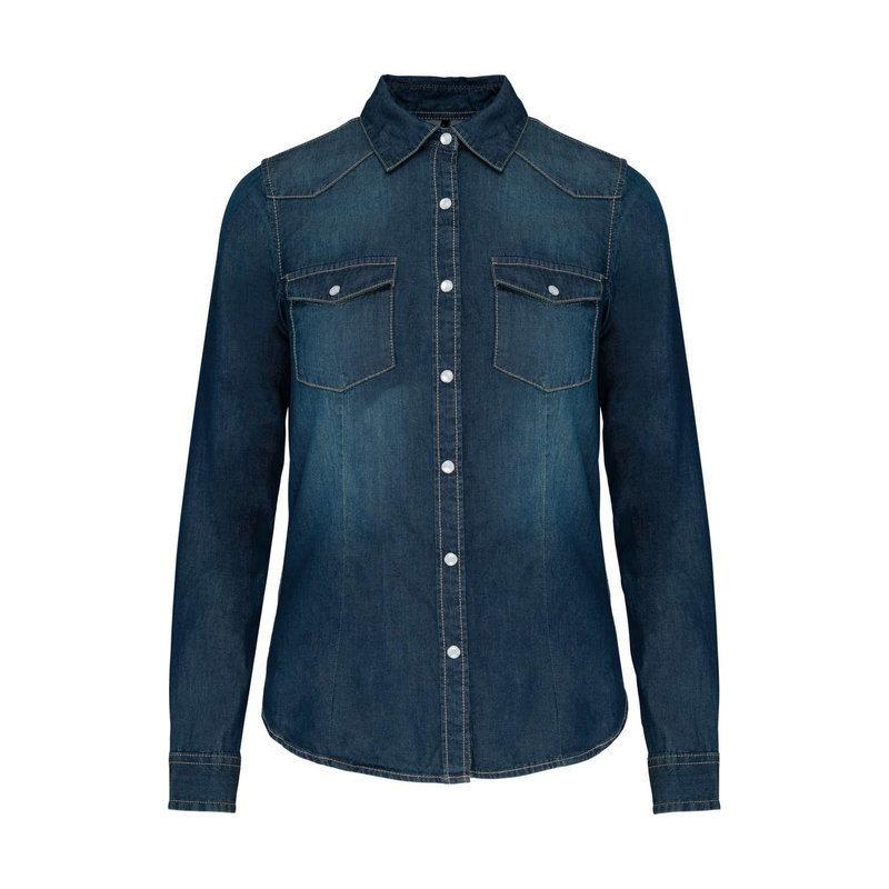 KA518 LADIES' LONG-SLEEVED DENIM SHIRT