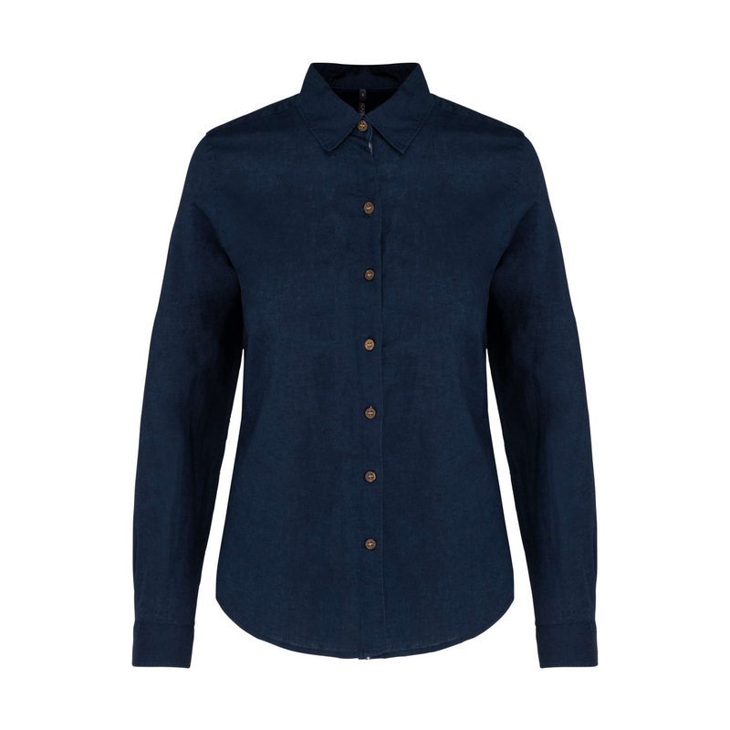 KA589 LADIES' LONG SLEEVE LINEN AND COTTON SHIRT