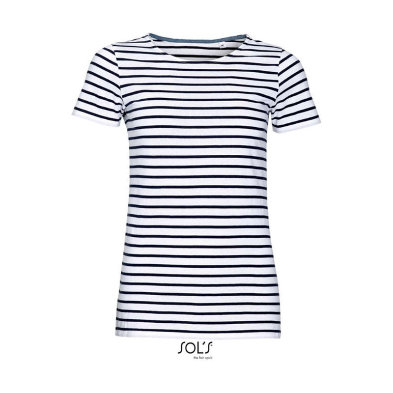 SO01399 SOL'S MILES WOMEN - ROUND NECK STRIPED T-SHIRT