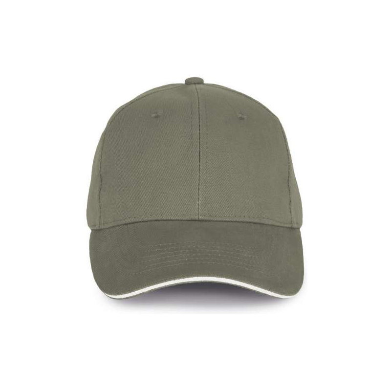 KP198 CAP IN ORGANIC COTTON WITH CONTRASTING SANDWICH PEAK - 6 PANELS