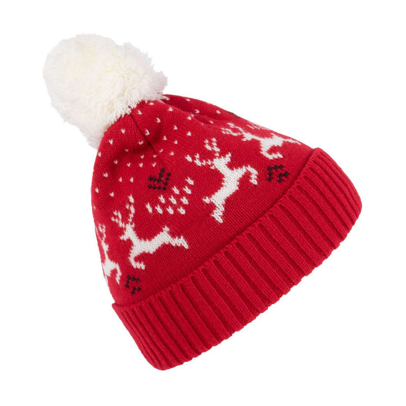 KP512 WINTER BEANIE WITH REINDEER DESIGN