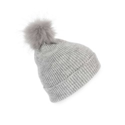 KP555 KNITTED BOBBLE BEANIE IN RECYCLED YARN