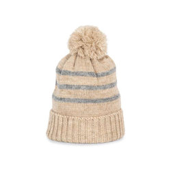 KP556 KNITTED STRIPED BEANIE IN RECYCLED YARN