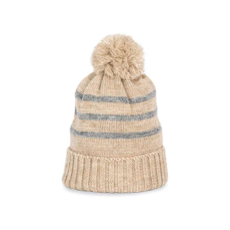 KP556 KNITTED STRIPED BEANIE IN RECYCLED YARN