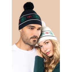 KP558 BEANIE WITH CHRISTMAS PATTERNS