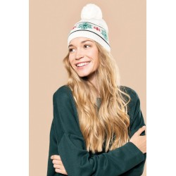 KP558 BEANIE WITH CHRISTMAS PATTERNS